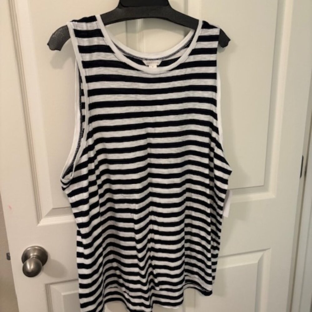 Caslon NWT Navy Stripe Sleeveless Tank Top 1X